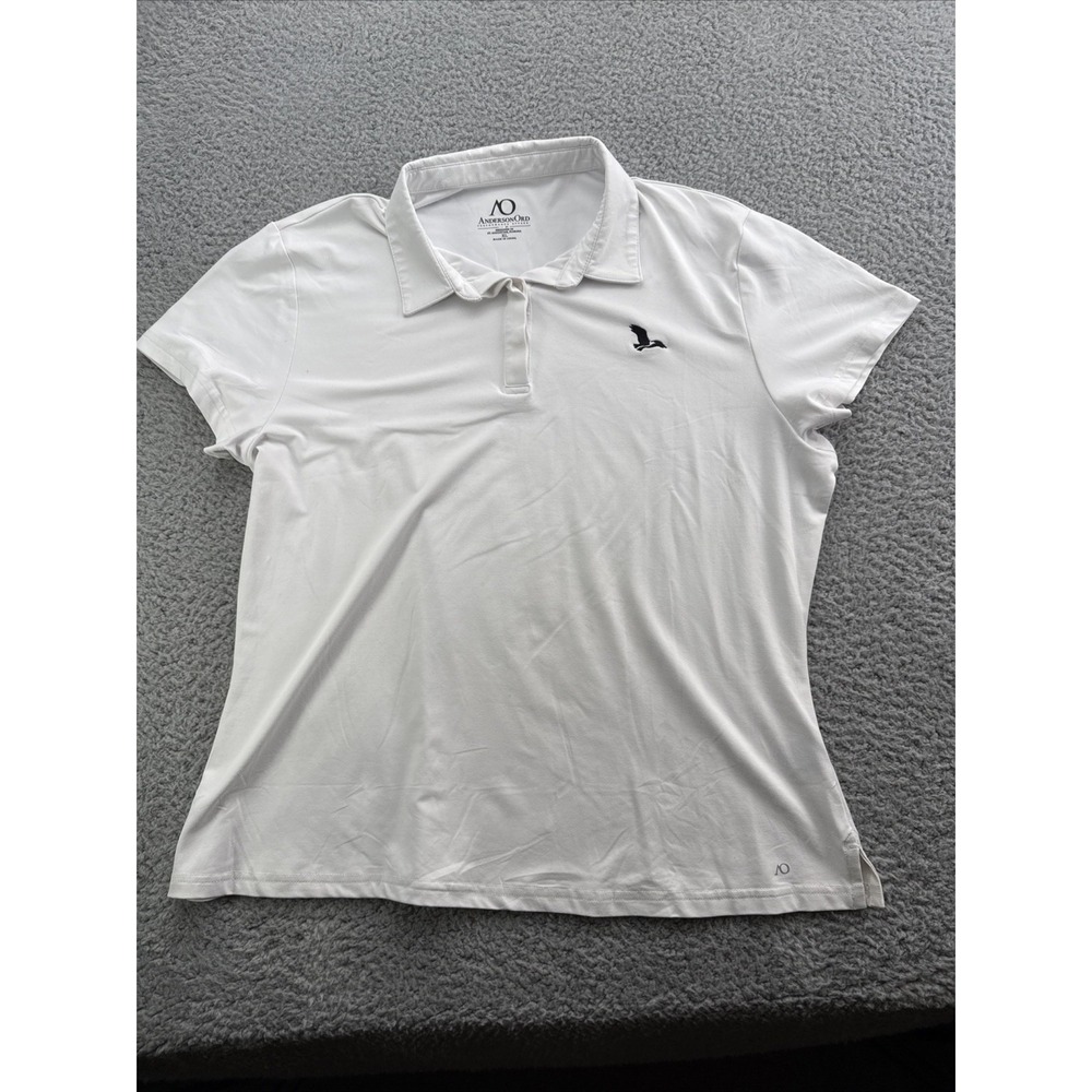 Anderson Ord Golf Shirt Womens XL S/S Performance Polo Stretch White LOGO